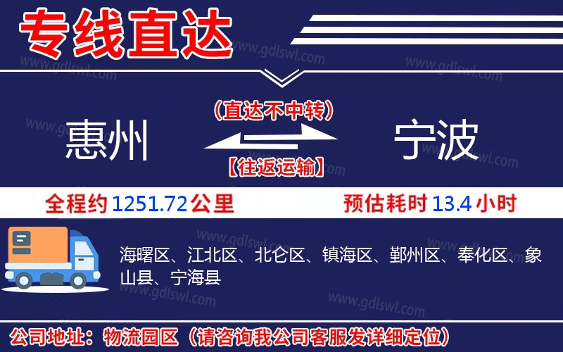 惠州到寧波物流公司