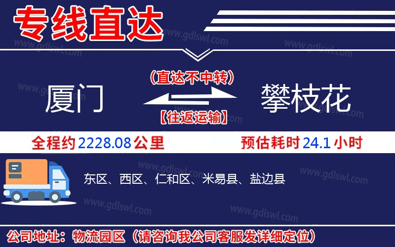 廈門到攀枝花物流公司